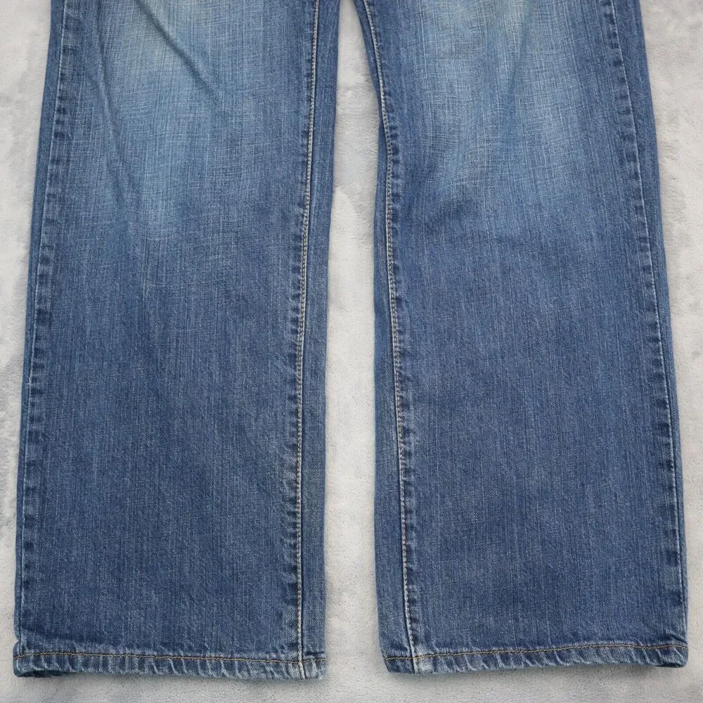 Calvin Klein Pants Mens 36 Blue Straight High Rise Button Zip Cotton Denim Jeans